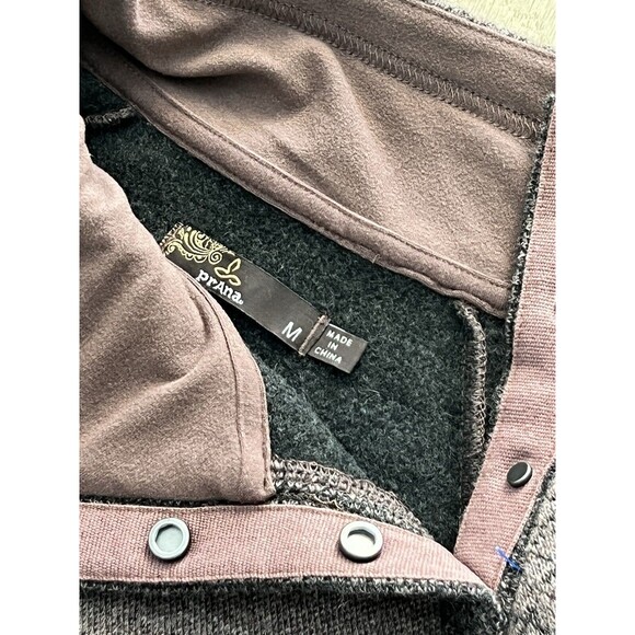 prAna Womens Brandie Wool Blend Pullover Sweater Taupe Brown Snap Collar Size M - Picture 8 of 8